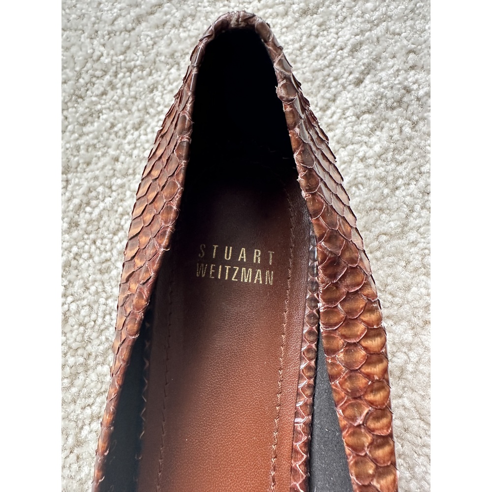 Stuart Weitzman Snakeskin Brown Pointed Flats - image 3